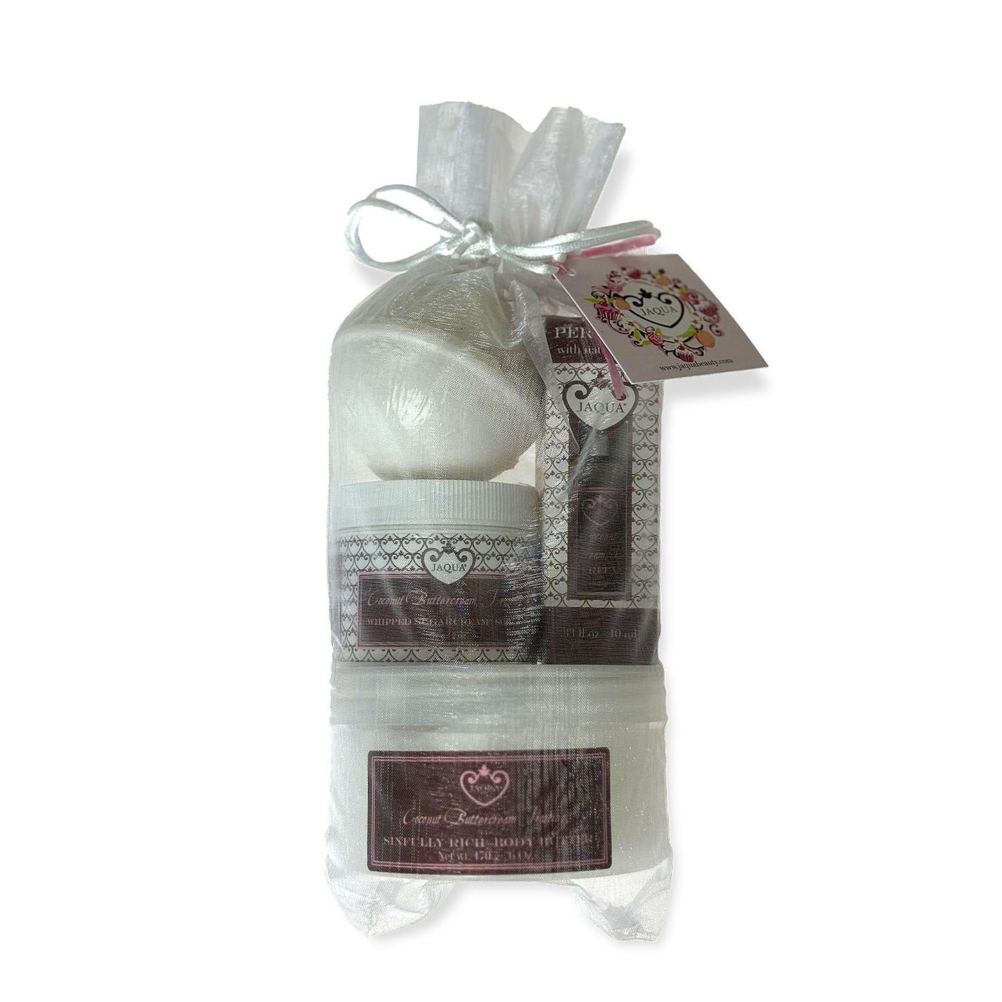 Coconut Buttercream Sweet Escape Gift Set - Body Butter, Perfume Oil, Sugar Scrub & Bath Bomb