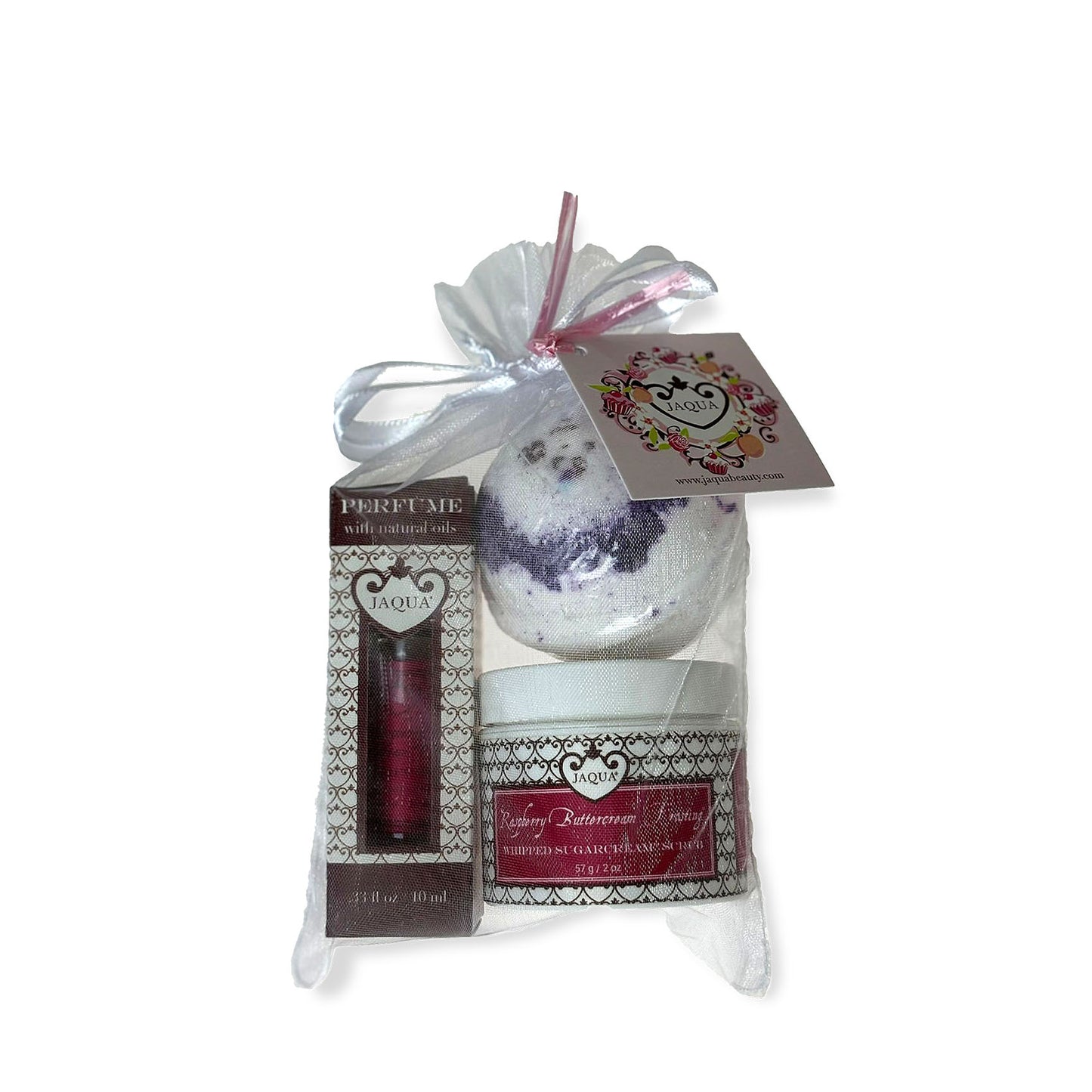 Raspberry Buttercream Frosting Bath Bomb, Sugar Scrub & Perfume Oil Gift Set