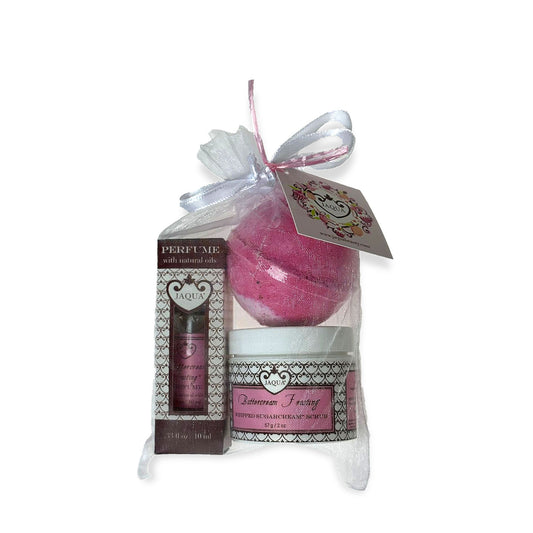 Buttercream Frosting Scrub, Bath Bomb & Perfume Oil Gift Set