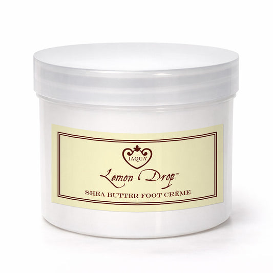 Jar of Jaqua Lemon Drop Shea Butter Foot Creme on a white background