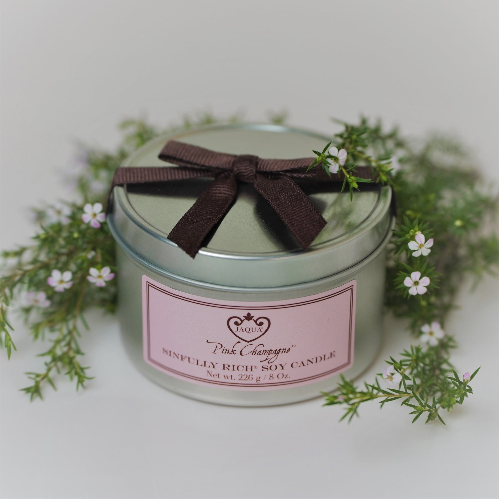 Floral Natural Soy Candle Pink Champagne